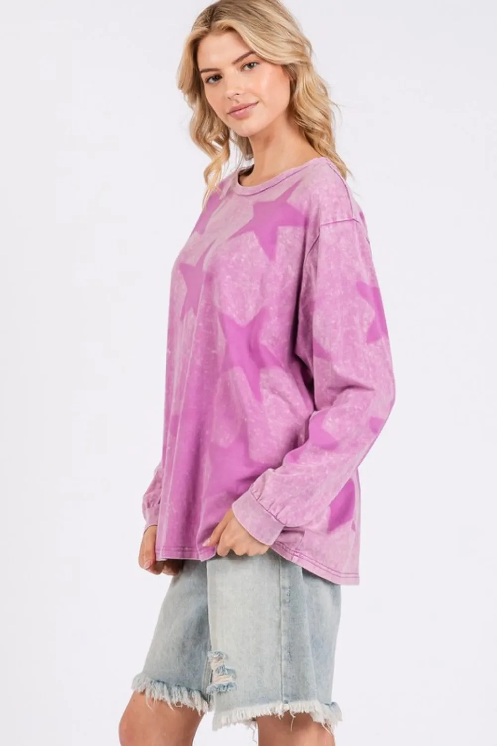 SAGE   FIG Star Print Mineral Wash T-Shirt