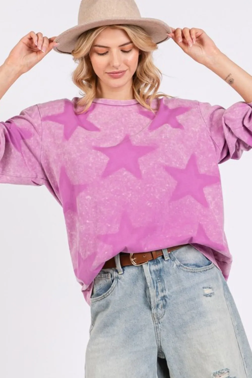 SAGE   FIG Star Print Mineral Wash T-Shirt