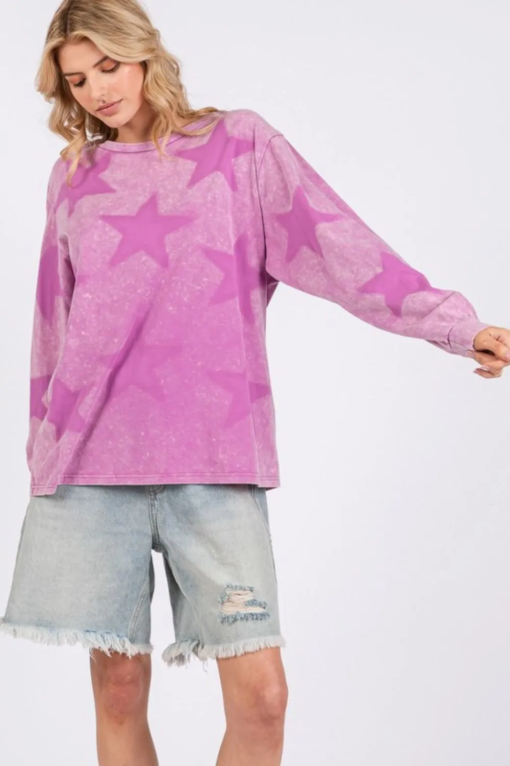 SAGE   FIG Star Print Mineral Wash T-Shirt