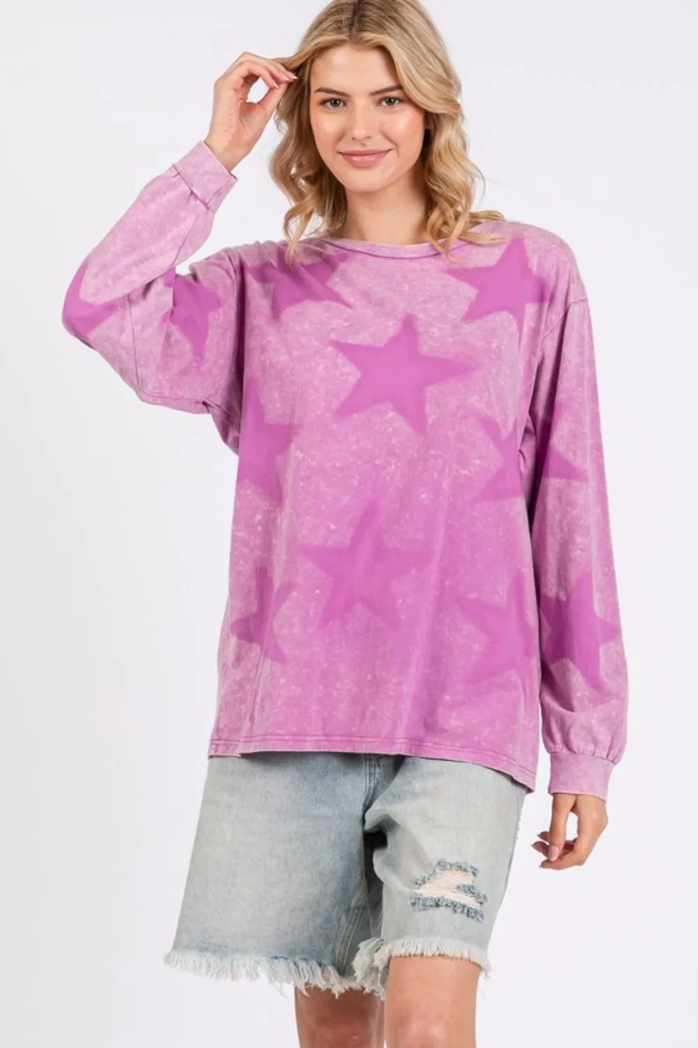 SAGE   FIG Star Print Mineral Wash T-Shirt