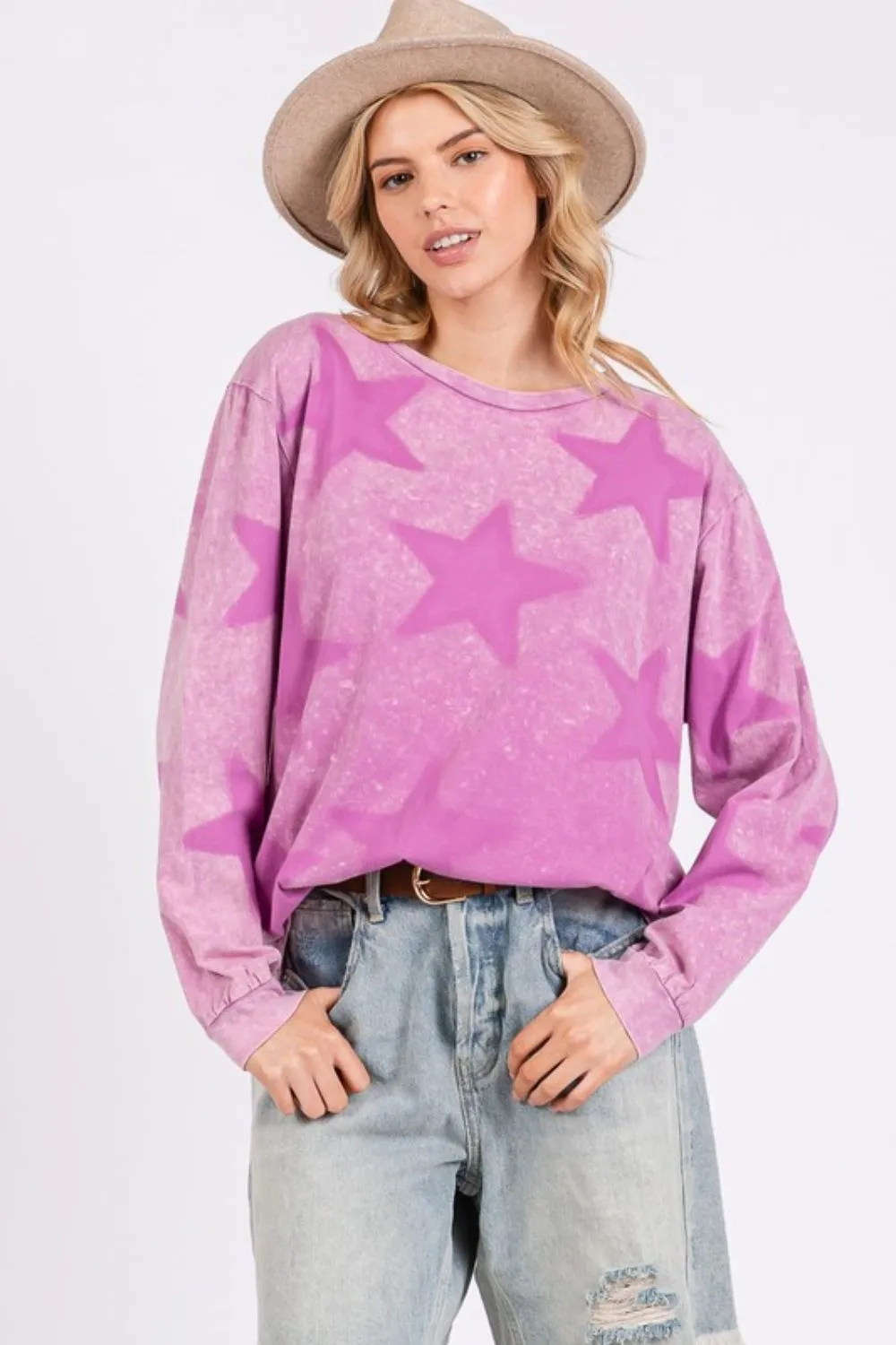 SAGE   FIG Star Print Mineral Wash T-Shirt
