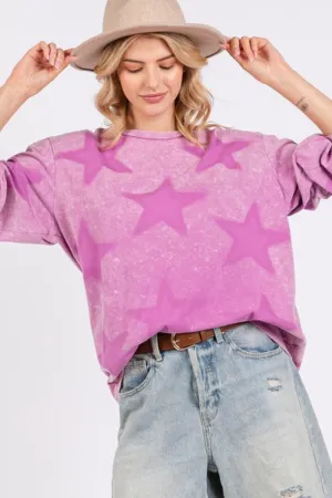 SAGE   FIG Star Print Mineral Wash T-Shirt