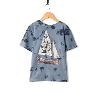 Saltrock Boys Lost Ships T-Shirt Blue Tie Dye