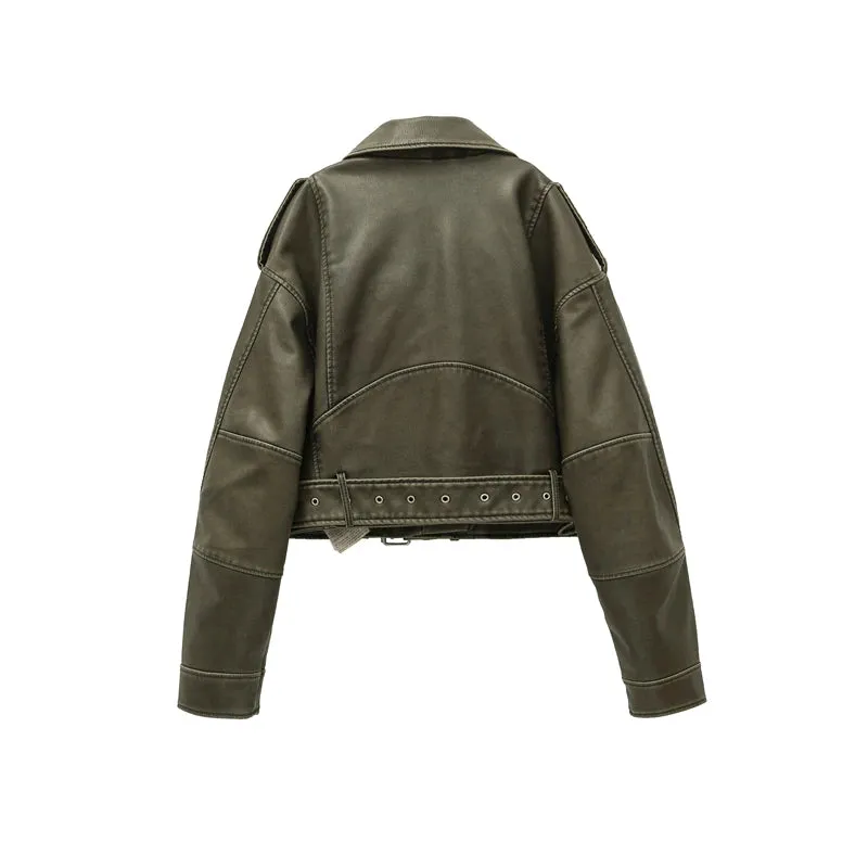 SAVAGE OLIVE™ CROPPED BIKER JACKET