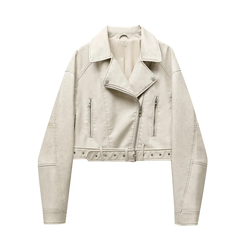 SAVAGE OLIVE™ CROPPED BIKER JACKET
