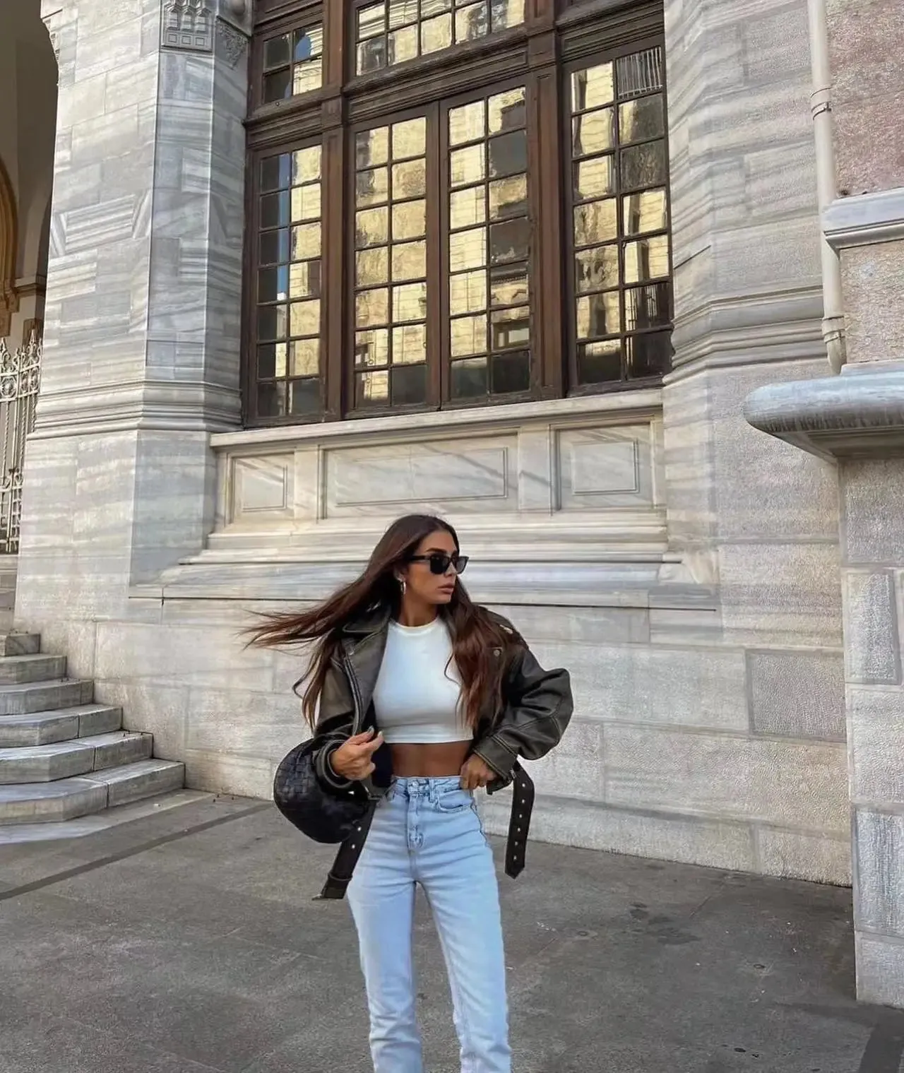 SAVAGE OLIVE™ CROPPED BIKER JACKET