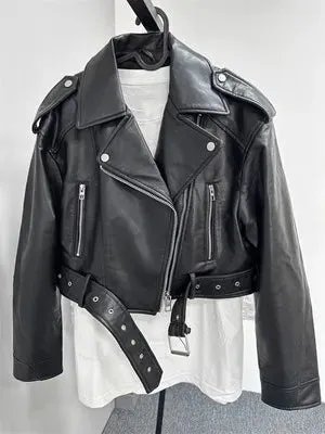 SAVAGE OLIVE™ CROPPED BIKER JACKET