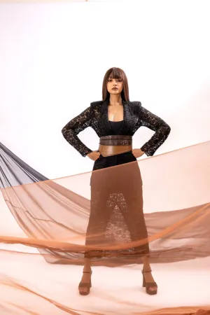 Scarf Belt In Tan And Brown
