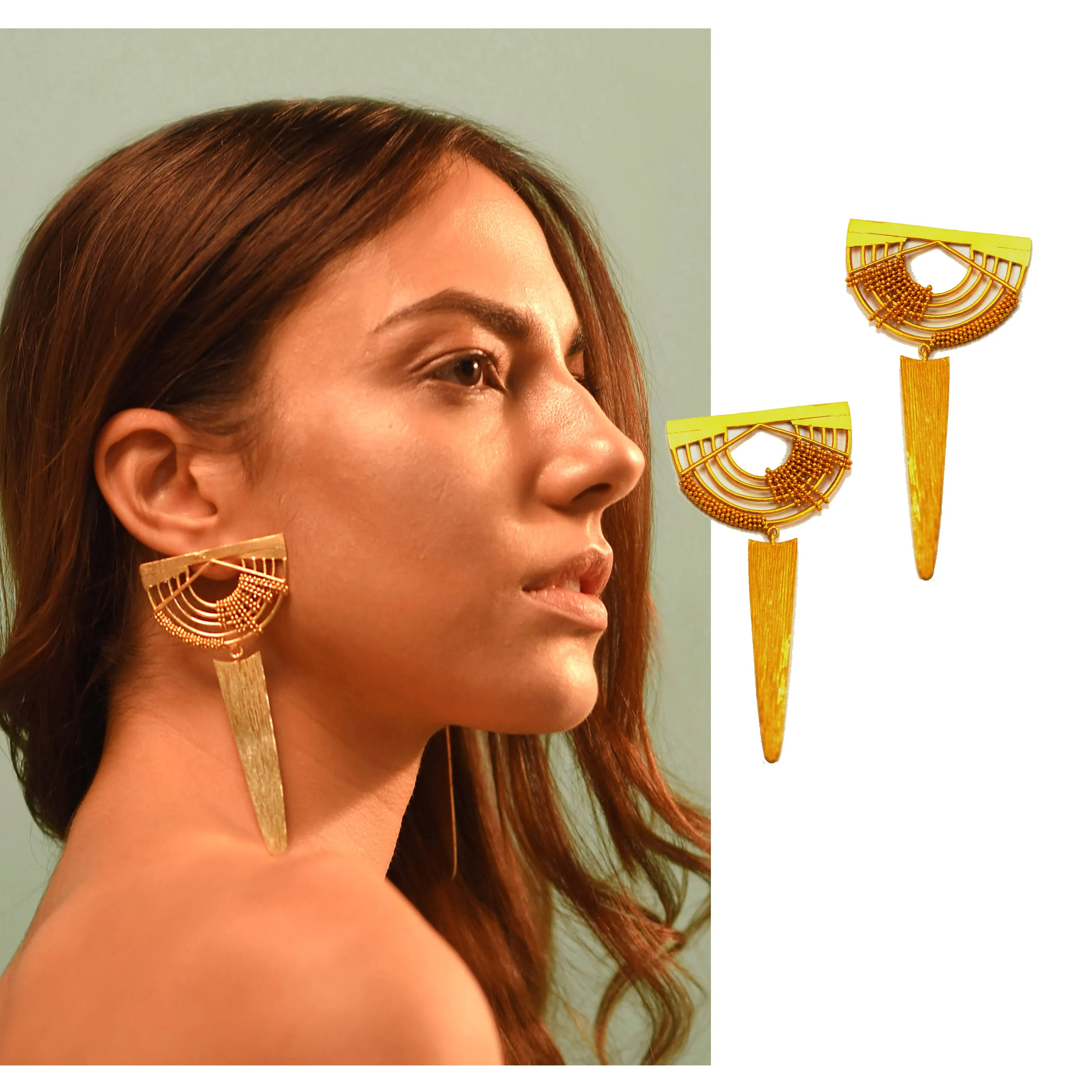 SEMI ORB TEXTURED EARRINGS