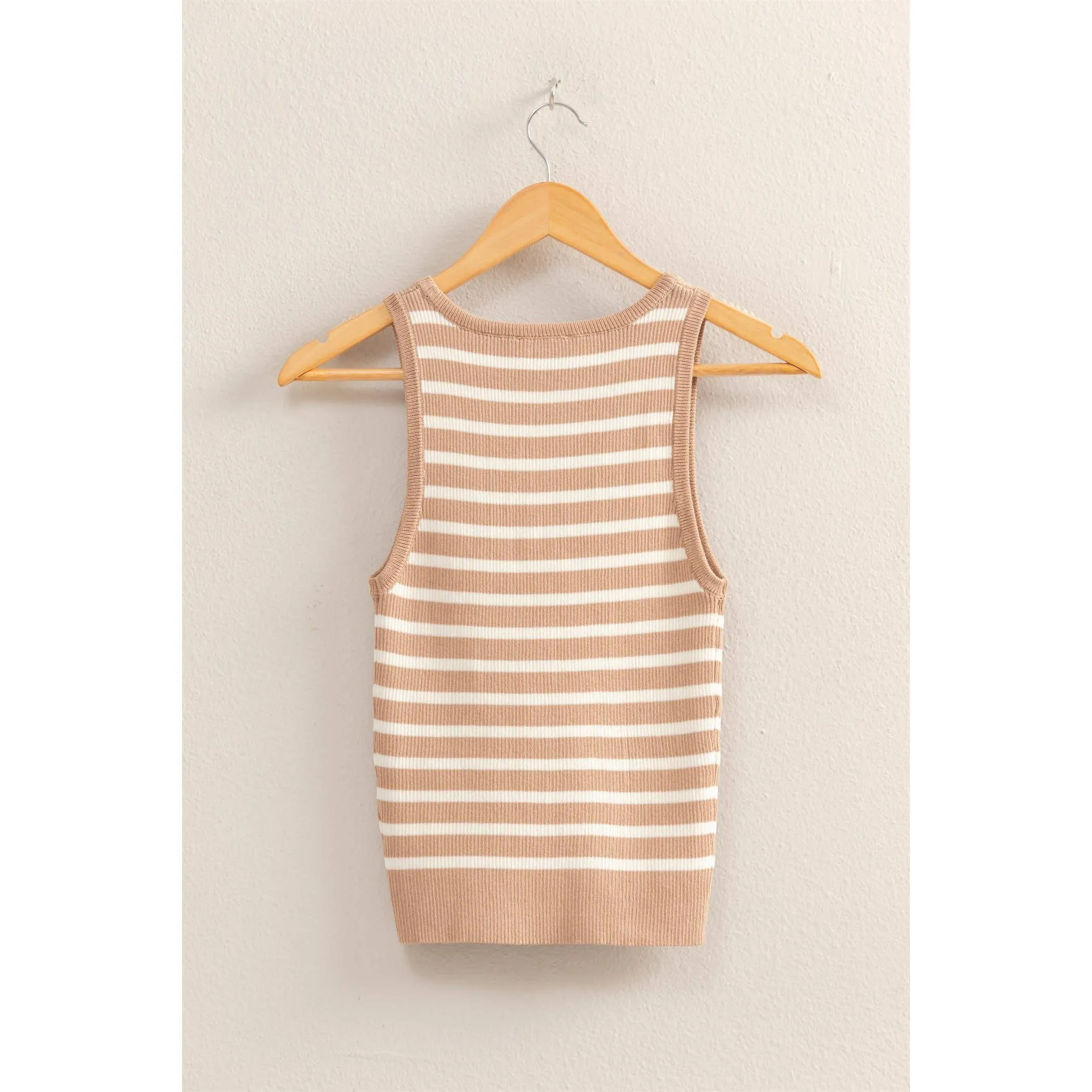Shelby- Striped Crew Neck Sleeveless Knit Top