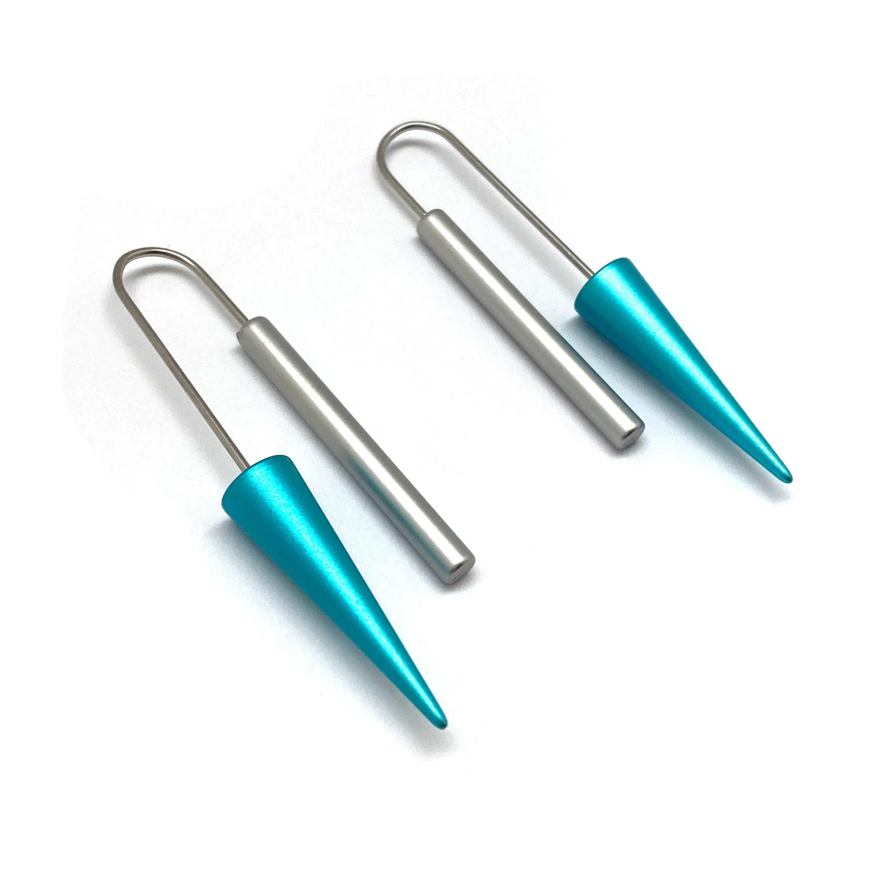 Silver and Blue Cone Earrings