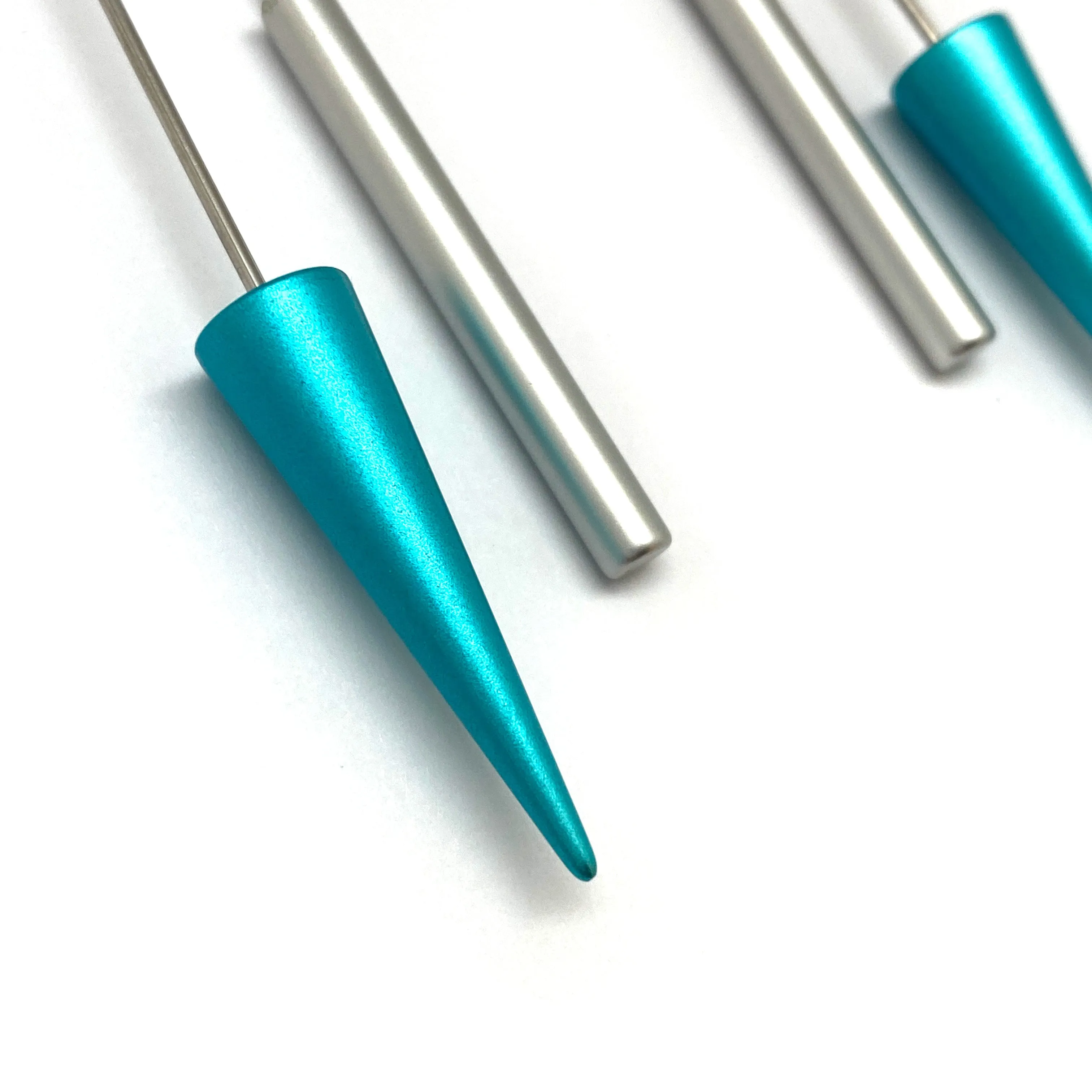 Silver and Blue Cone Earrings