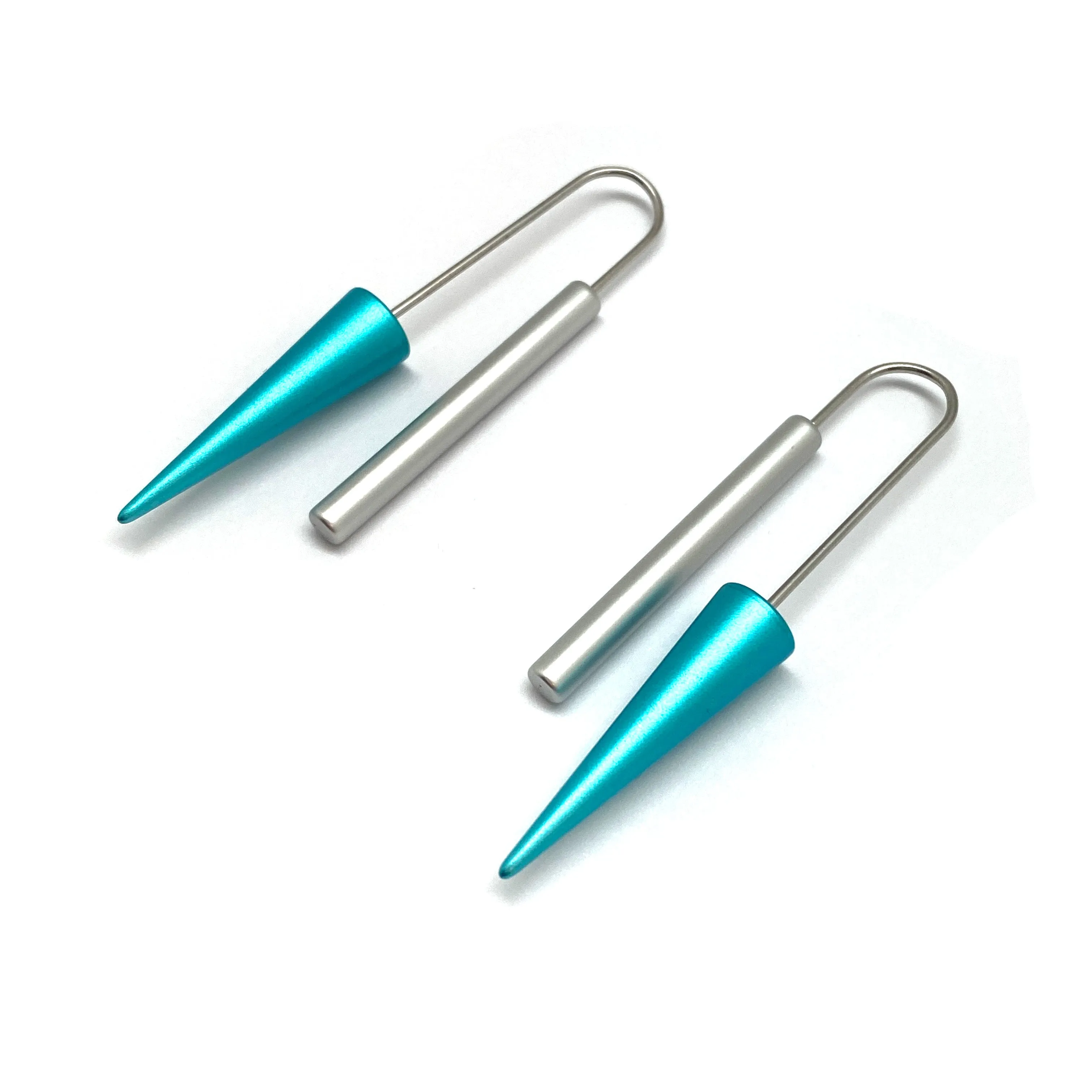 Silver and Blue Cone Earrings