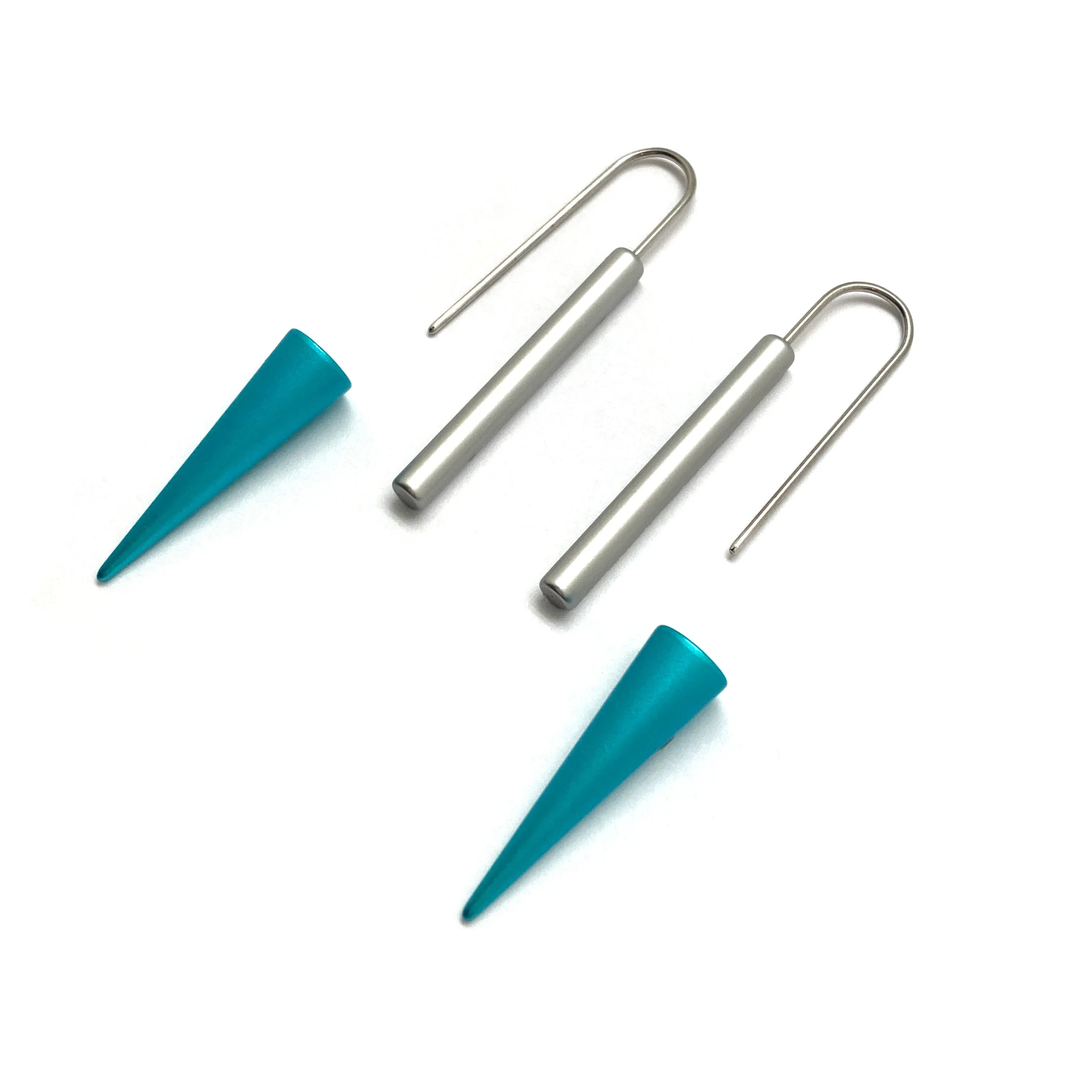 Silver and Blue Cone Earrings