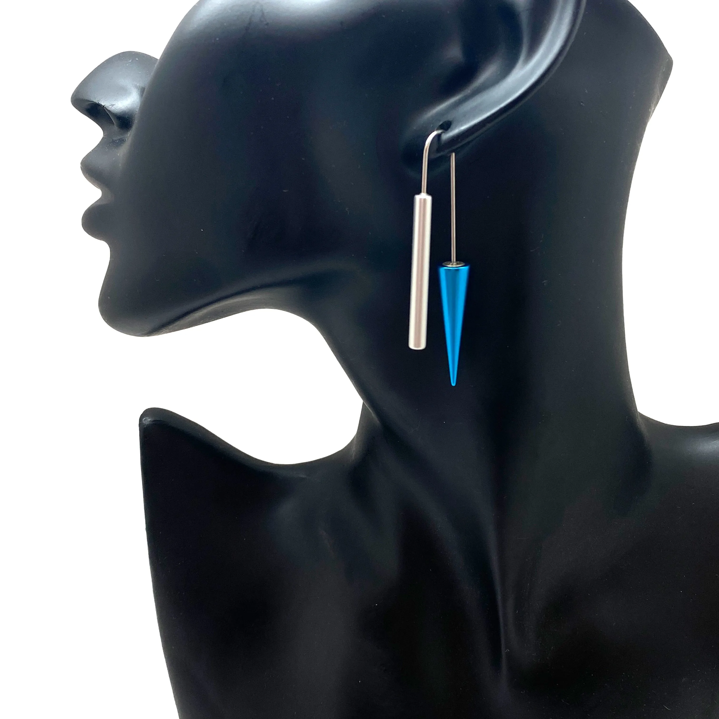 Silver and Blue Cone Earrings