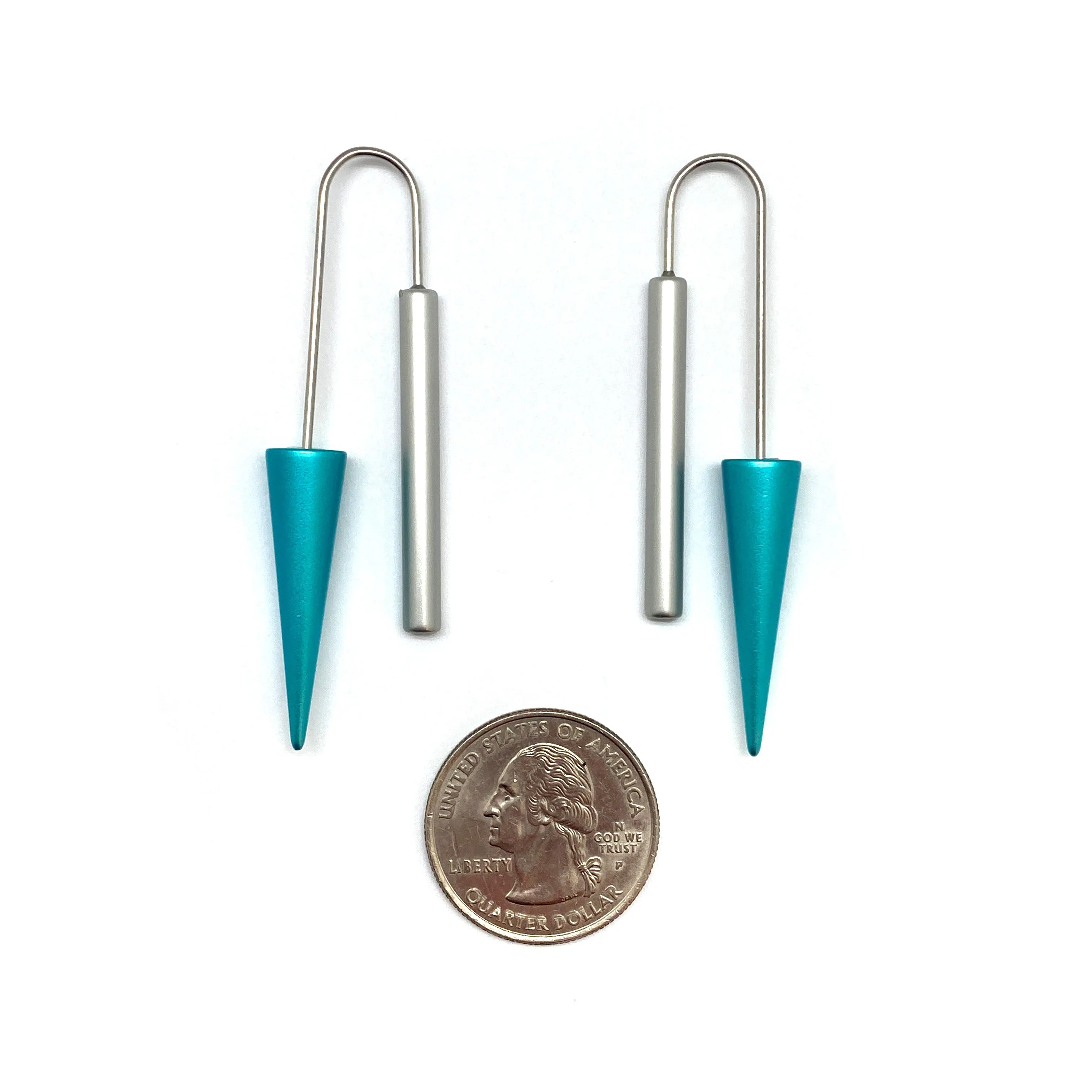 Silver and Blue Cone Earrings