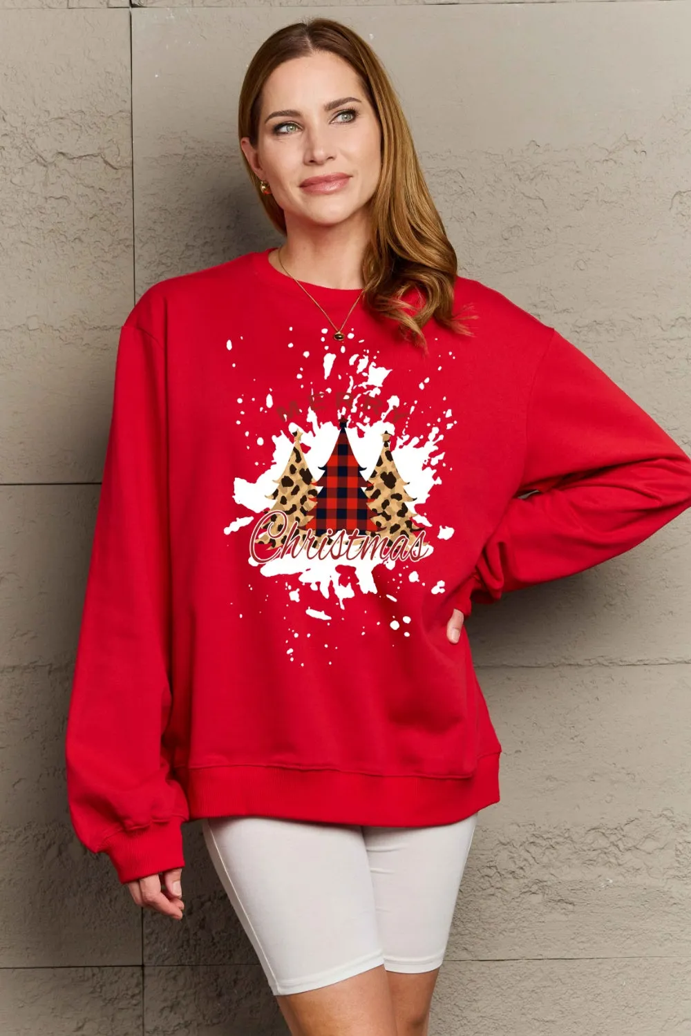 Simply Love Full Size MERRY CHRISTMAS Graphic Sweatshirt (3 Colors)
