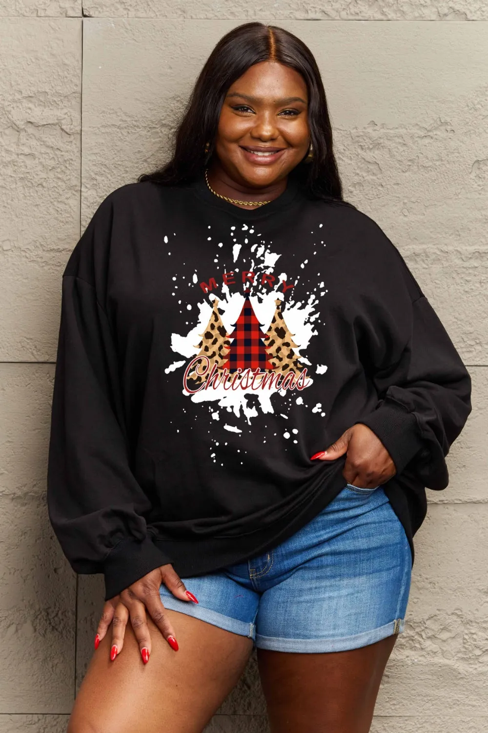 Simply Love Full Size MERRY CHRISTMAS Graphic Sweatshirt (3 Colors)