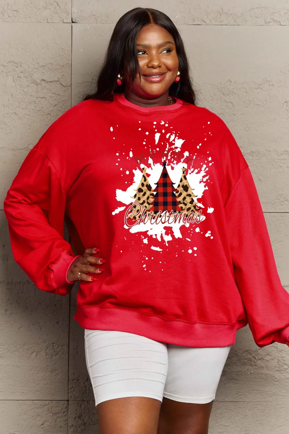 Simply Love Full Size MERRY CHRISTMAS Graphic Sweatshirt (3 Colors)