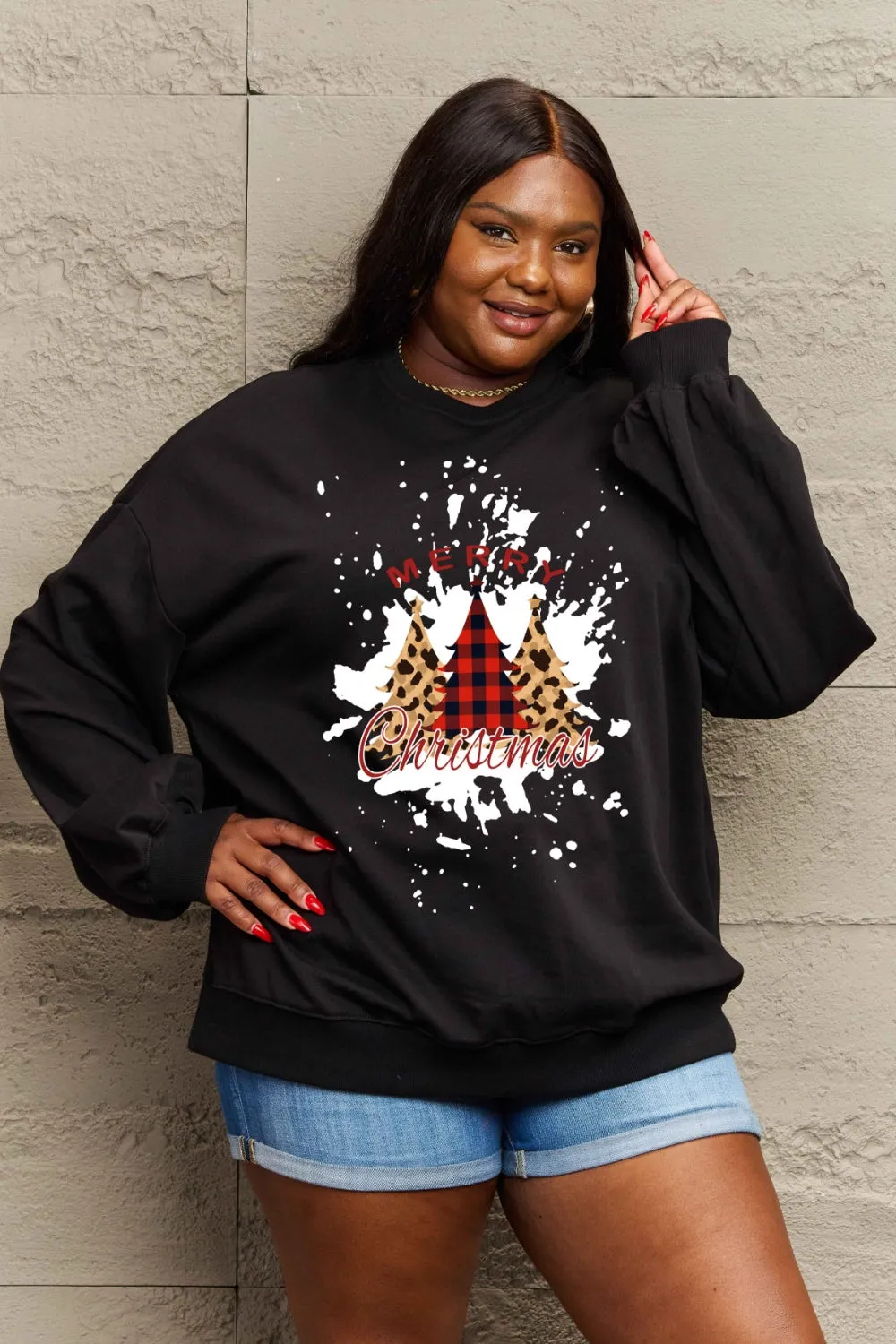 Simply Love Full Size MERRY CHRISTMAS Graphic Sweatshirt (3 Colors)