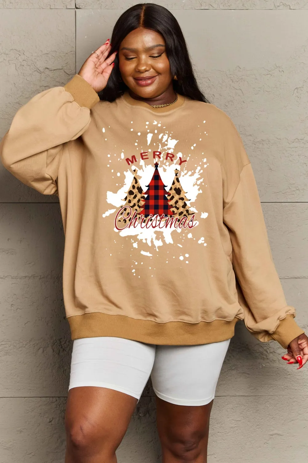 Simply Love Full Size MERRY CHRISTMAS Graphic Sweatshirt (3 Colors)