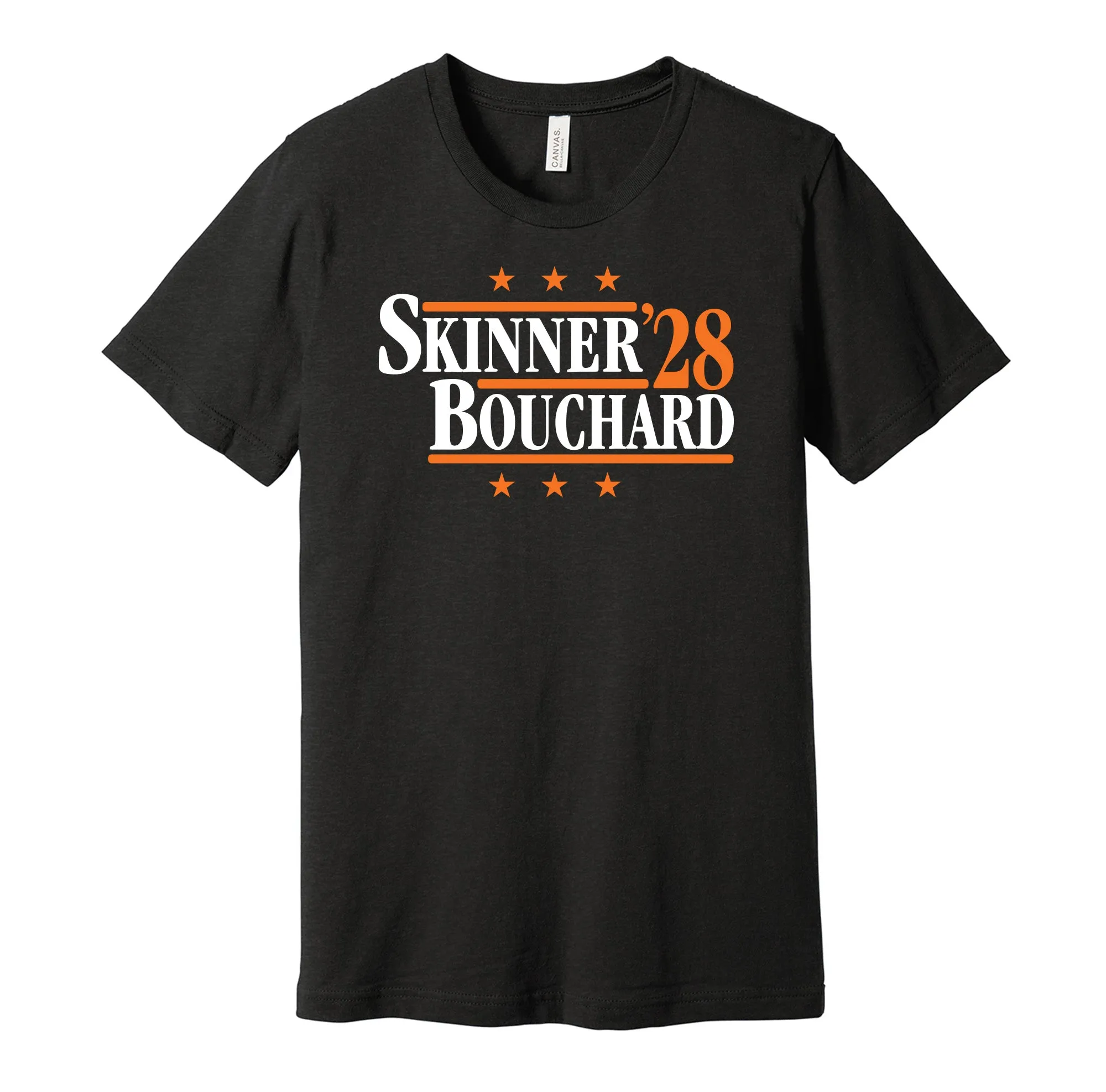 Skinner & Bouchard '28 - Edmonton Hockey Political Campaign Parody T-Shirt - Hyper Than Hype Shirts