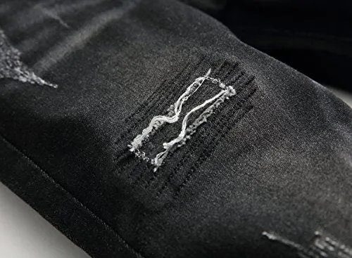 Skinny Fit Ripped Destroyed Distressed Stretch Slim Jeans Pants