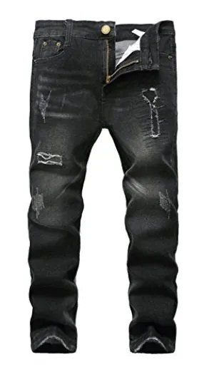 Skinny Fit Ripped Destroyed Distressed Stretch Slim Jeans Pants