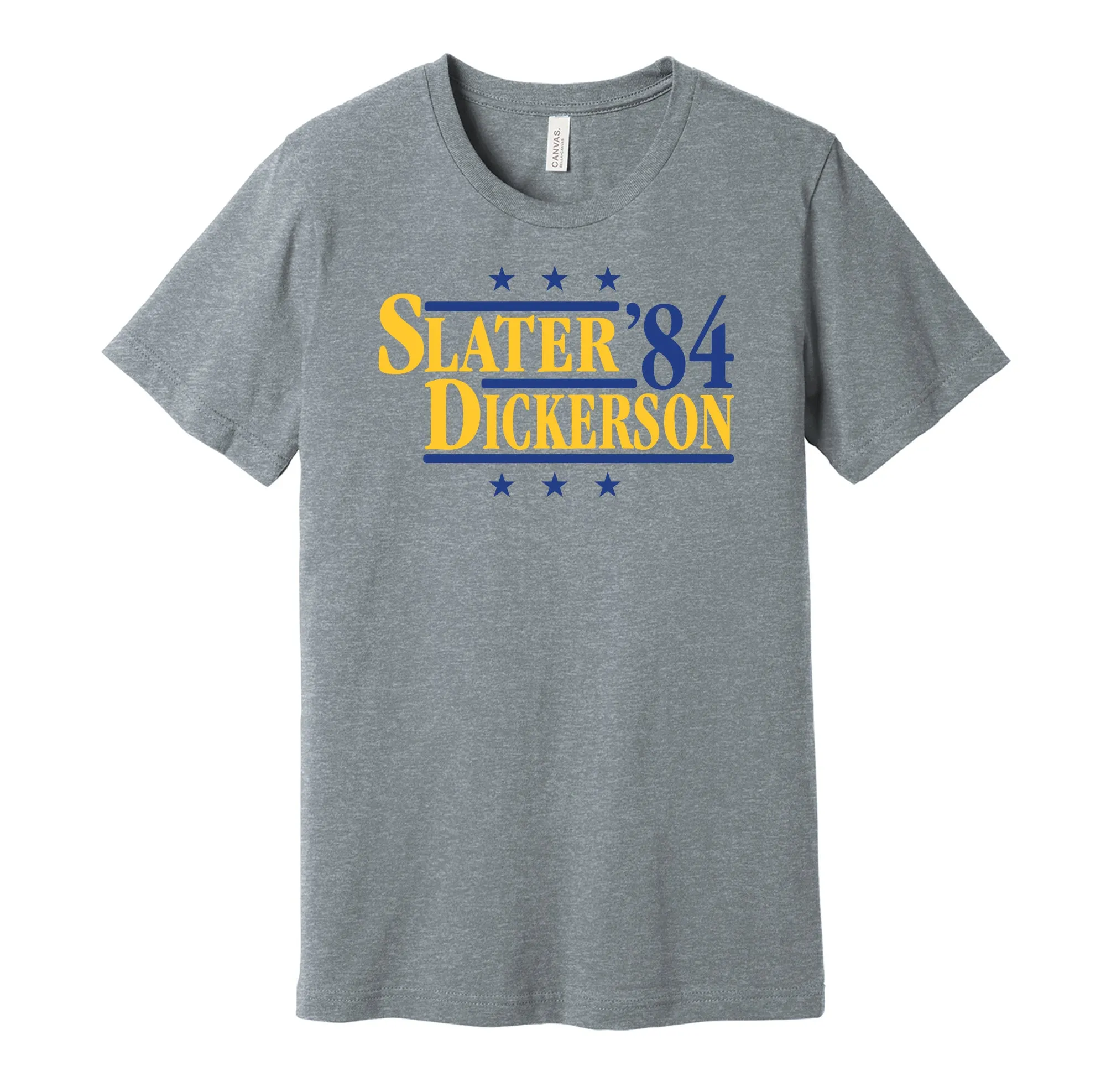 Slater & Dickerson '84 - Los Angeles Football Legends Political Campaign Parody T-Shirt - Hyper Than Hype Shirts