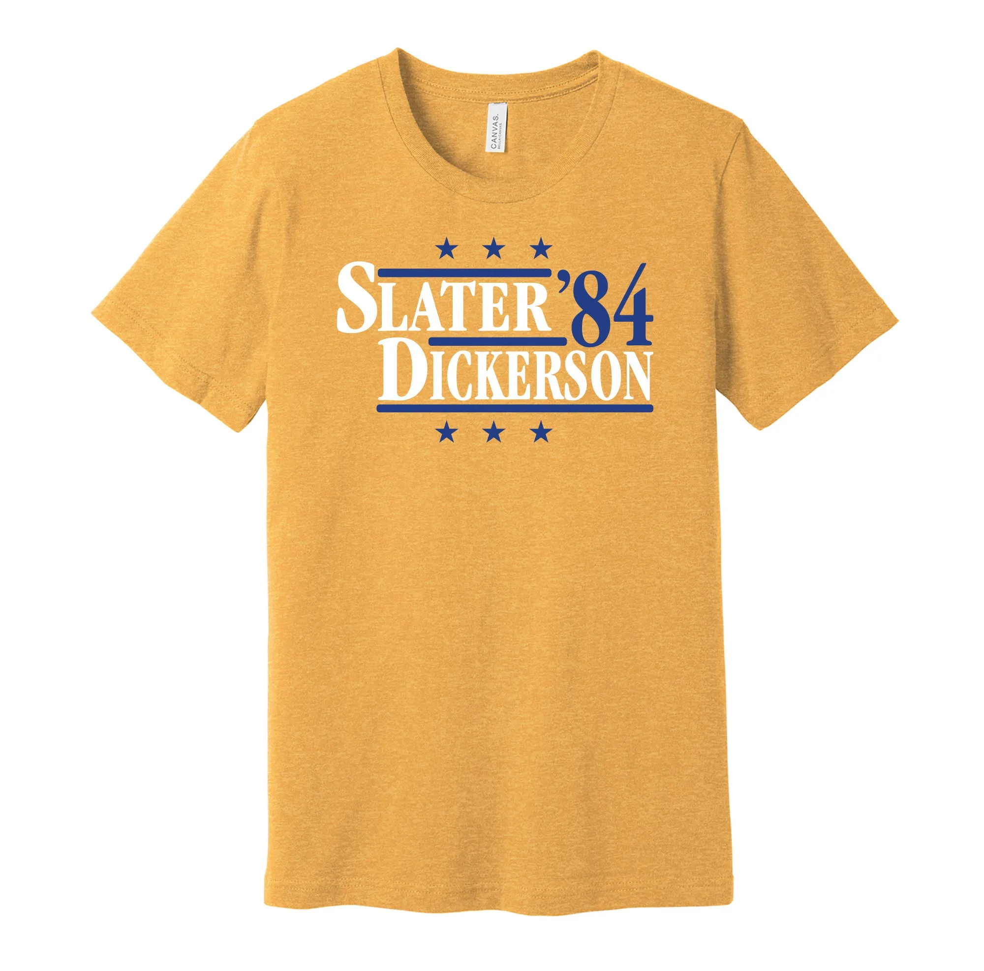 Slater & Dickerson '84 - Los Angeles Football Legends Political Campaign Parody T-Shirt - Hyper Than Hype Shirts