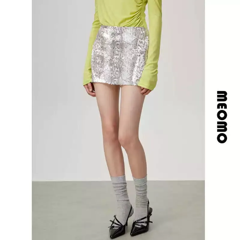 Snakeskin Sequin Mini Skirt