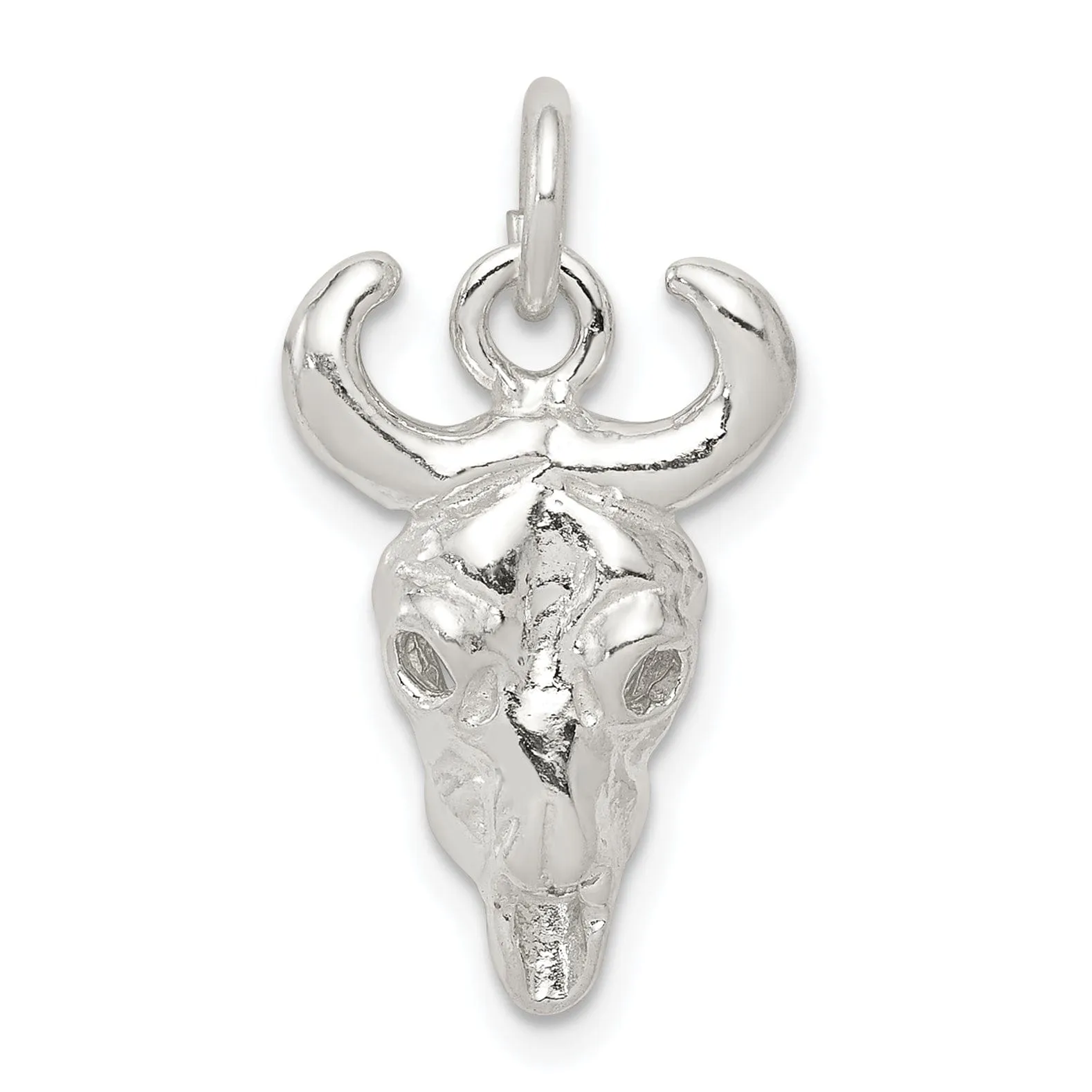 Solid Sterling Silver Polish Finish Skull Charm