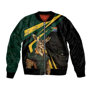South Africa Bokke Personalised Sleeve Zip Bomber Jacket Mascot Dynamic LT7