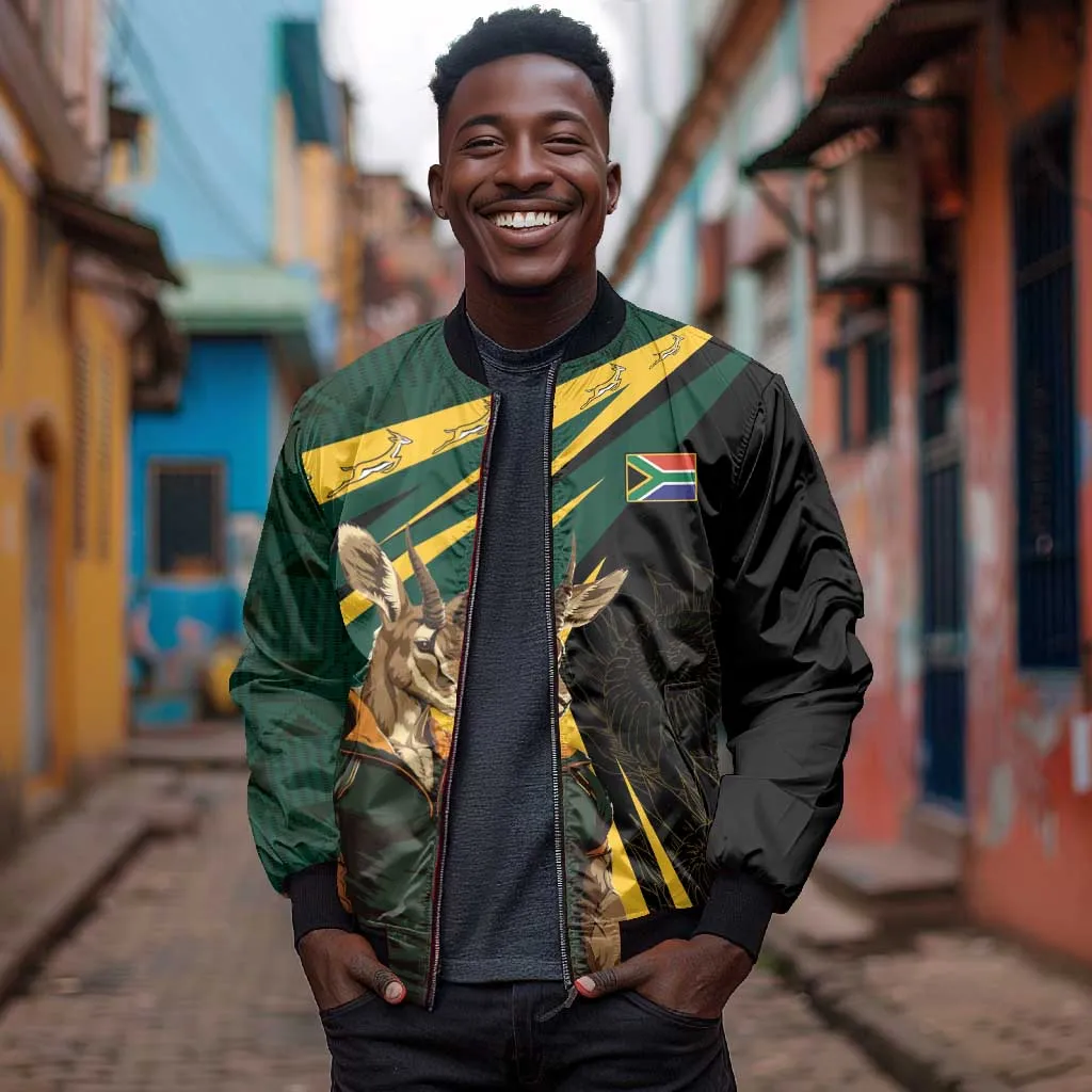 South Africa Bokke Personalised Sleeve Zip Bomber Jacket Mascot Dynamic LT7