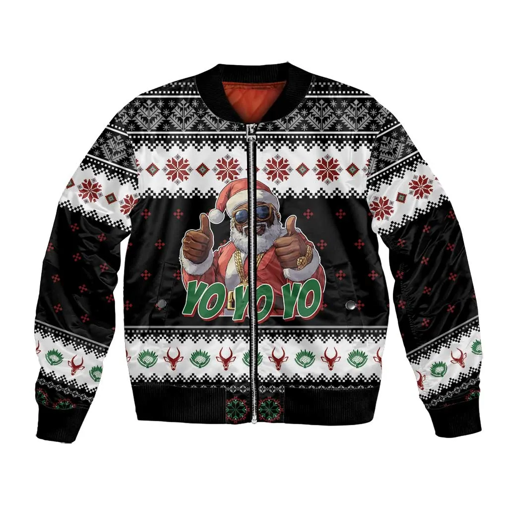 South Africa Christmas Bomber Jacket Hip Hop Santa Claus LT05