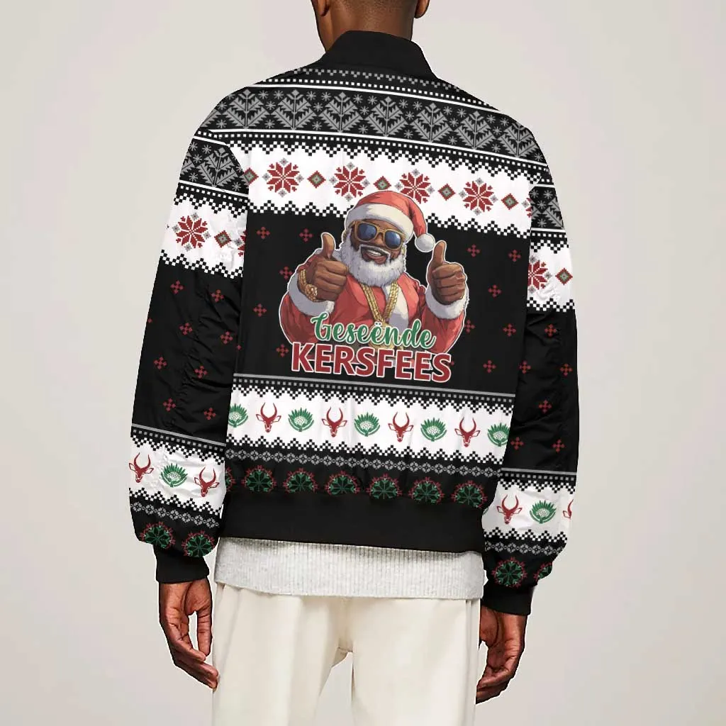 South Africa Christmas Bomber Jacket Hip Hop Santa Claus LT05