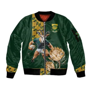 South Africa Rugby History World Champions Sleeve Zip Bomber Jacket Springboks Make History LT9