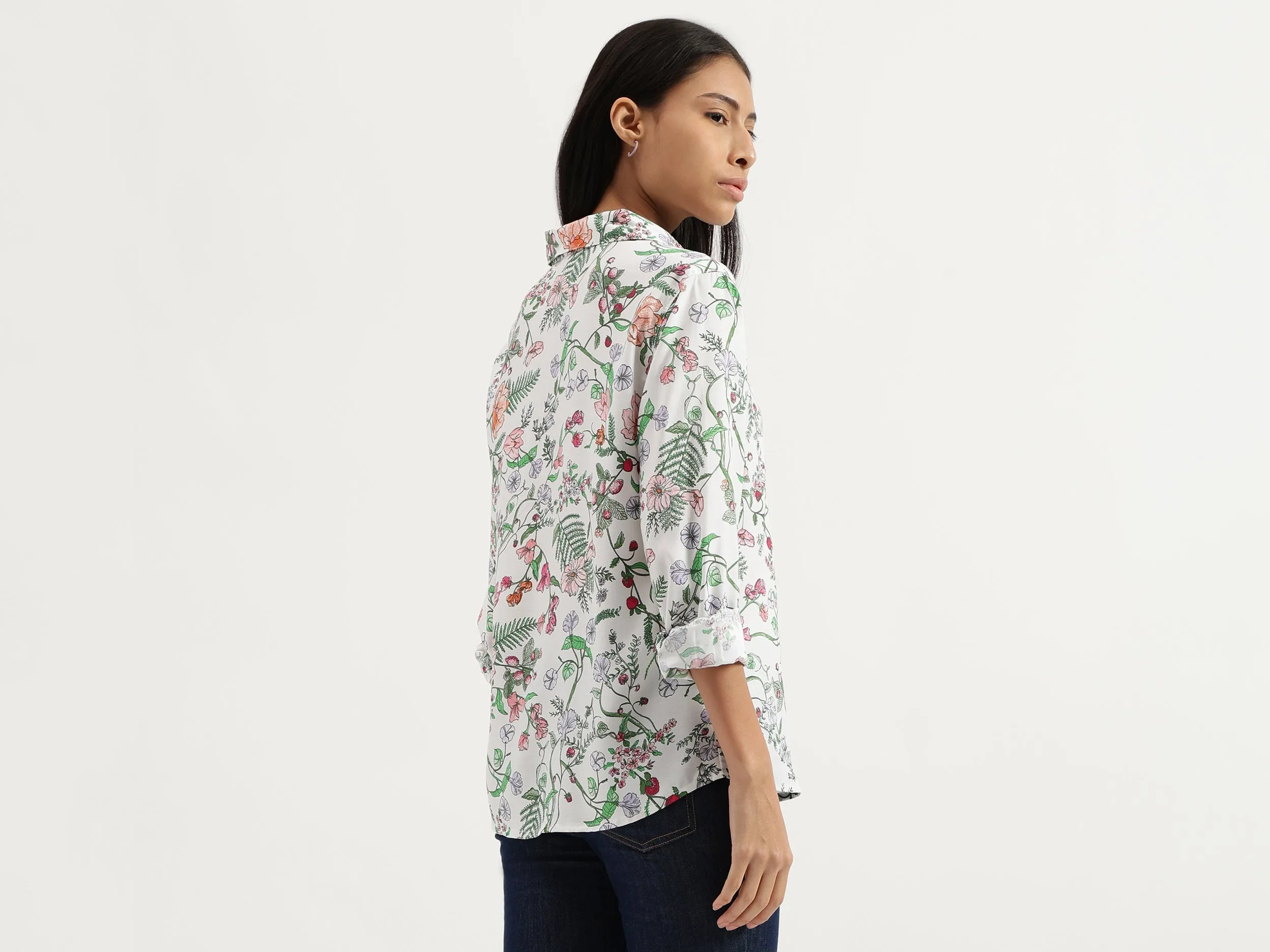 Spread Collar Floral Print Shirts