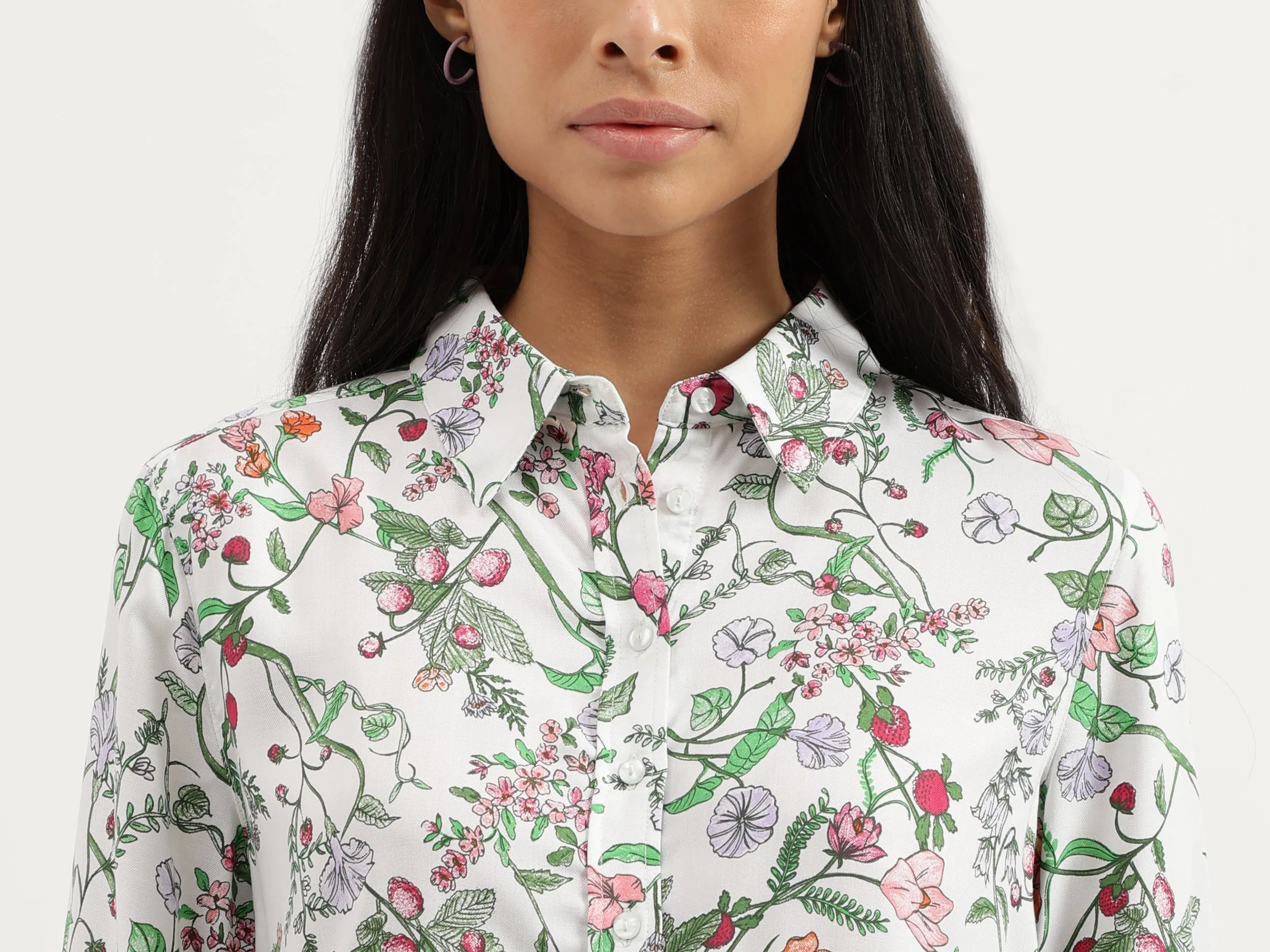 Spread Collar Floral Print Shirts