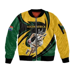 Springbok South Africa Cricket Custom Sleeve Zip Bomber Jacket Unique Pattern LT9