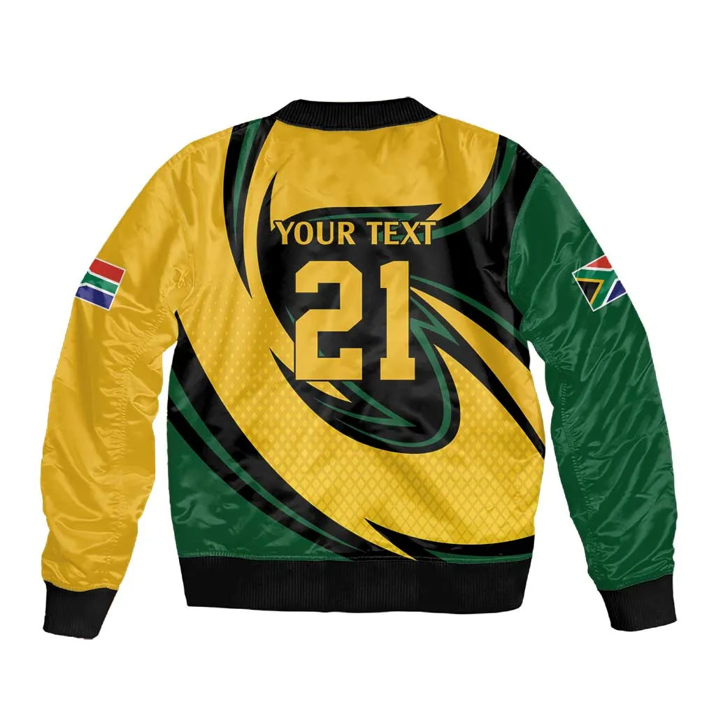 Springbok South Africa Cricket Custom Sleeve Zip Bomber Jacket Unique Pattern LT9