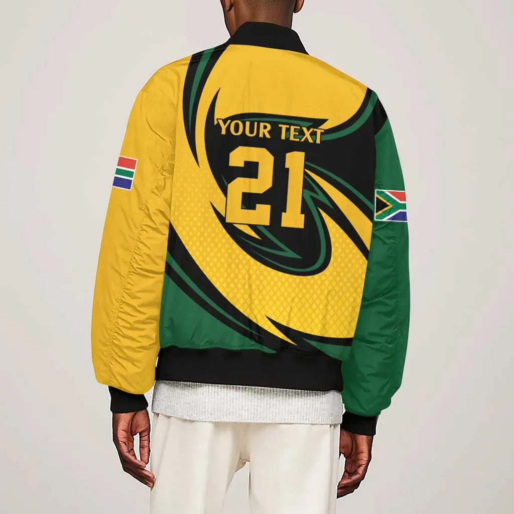 Springbok South Africa Cricket Custom Sleeve Zip Bomber Jacket Unique Pattern LT9