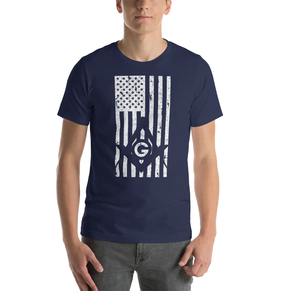 Square and Compass with G and Flag T-Shirt