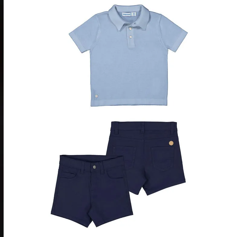 SS25 Mayoral - Sky Blue Polo Top and Short Set