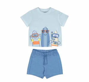 SS25 Mayoral - Sky Blue Print T-Shirt and Short Set