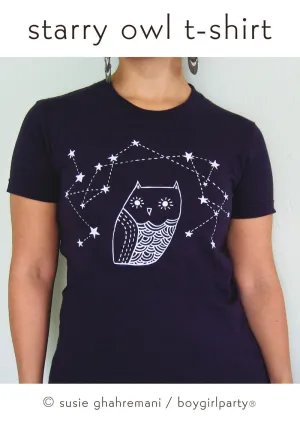 Starry Owl T-shirt (Navy Blue) - Owl t-shirt by boygirlparty