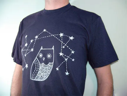 Starry Owl T-shirt (Navy Blue) - Owl t-shirt by boygirlparty