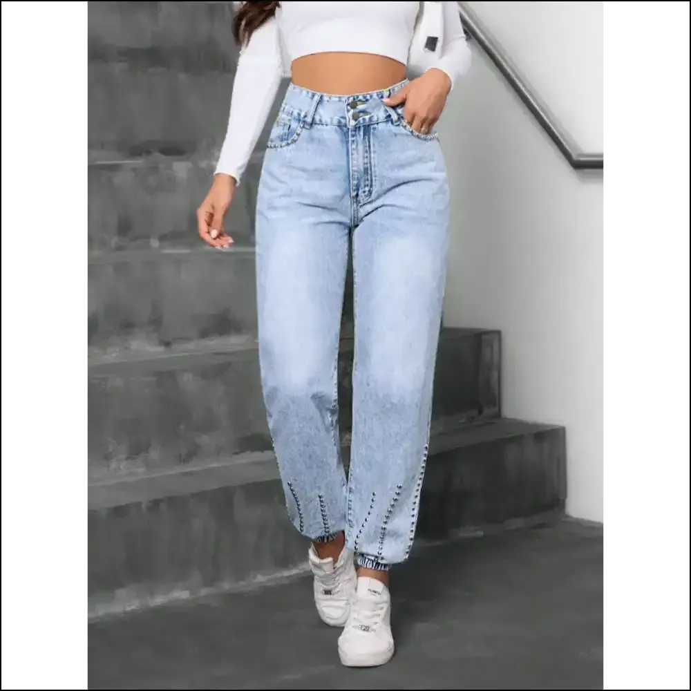 Strut your Stuff in Needful Things’ Studded High Waist Jeans – Confidence, Unleashed! 👖✨