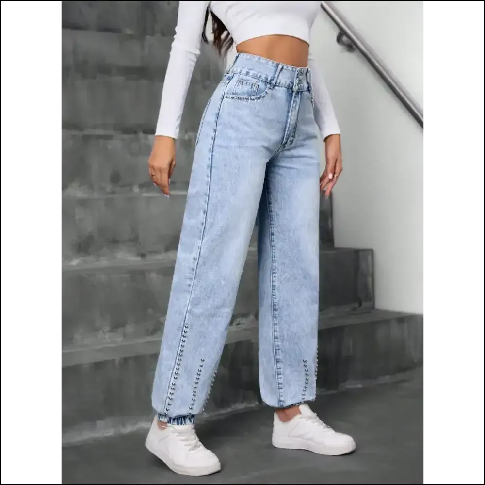 Strut your Stuff in Needful Things’ Studded High Waist Jeans – Confidence, Unleashed! 👖✨