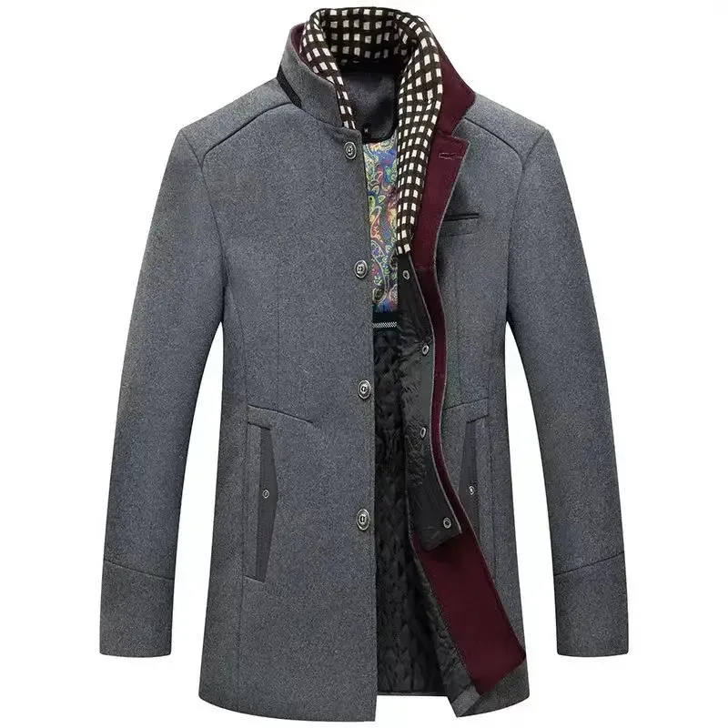 Stylish and warm men's winter coat with a stand-up collar